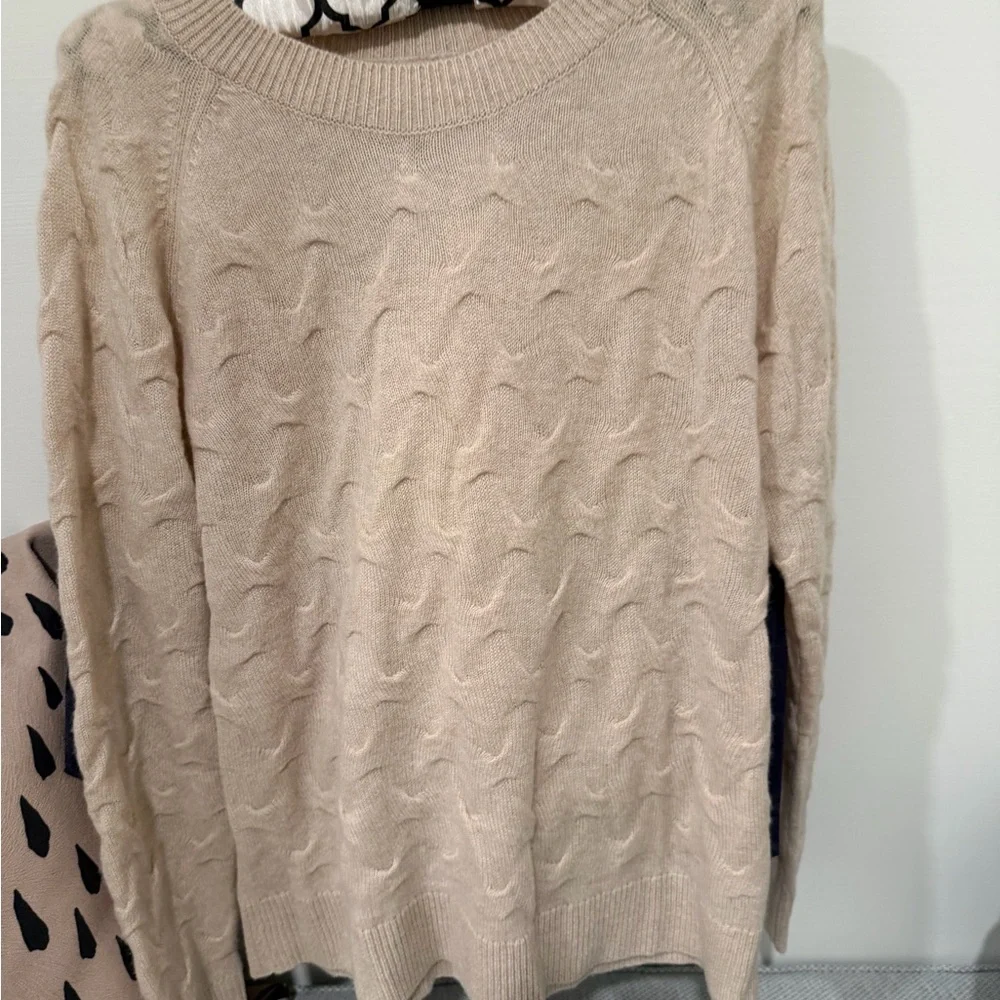 Theory Cream Cable Knit Scoopneck Sweater - Picture 1 of 5